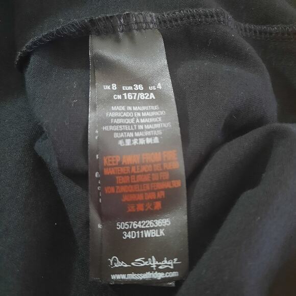 Miss Selfridge Petite Black & White Pattern Elasic Neckline Detail Size 4 NWT - Picture 5 of 8